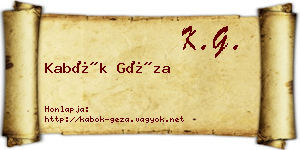 Kabók Géza névjegykártya