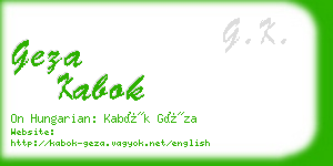 geza kabok business card